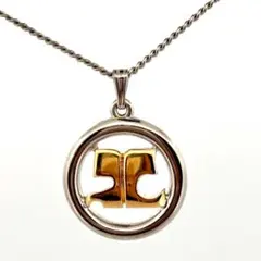 courreges サークルロゴネックレス バイカラー 美品 メッキ AA01