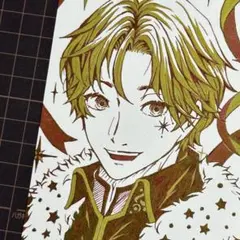 手描きイラスト/男性/オリジナル原画/インク/ガラスペン/ハガキサイズ