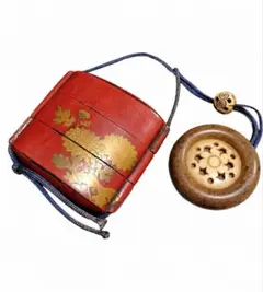 印籠 漆塗 蒔絵 鳥文様 緒締 根付付 時代物 - メルカリ