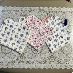 花柄コットン　タオル　３枚セット