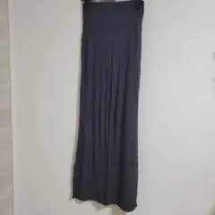 リブ編みハイウエストワイドパンツ 【ワンサイズ】グレー