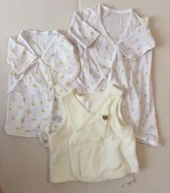 【未使用3点セット】ミキハウス　短肌着　コンビ肌着　ベスト　イエローひよこ柄