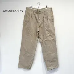 マイケルサン チノパン ベージュ タックデザイン メンズ 大きいサイズ
