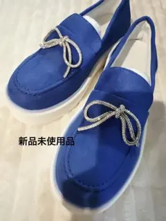 厚底青いリボン付きフラットシューズ❤︎