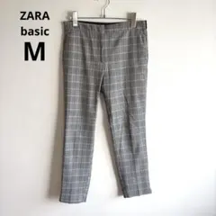 6547ザラZara【m】チェック柄スラックス　クロップド　ウエストゴム　可愛い