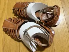【新品】あしながおじさん レザー編み込みサンダル ブラウンのサムネイル