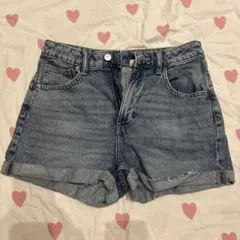 ダークデニム ロールアップショートパンツ