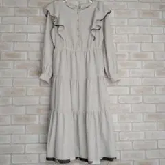 ブルーレーベル シャツワンピース ロング フリル ベージュ チェック