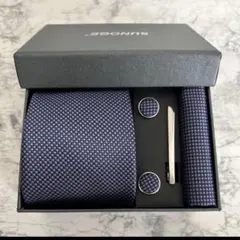 ネクタイ チーフ タイピン カフスボタン 青 ブルー 格子柄 ドット