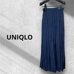 UNIQLO ガウチョパンツ M ユニクロ　ブルー　パンツ　ウエストゴム