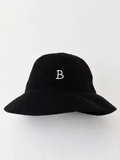 BEAMS バケットハット ブラック Bロゴ 刺繍 黒 帽子
