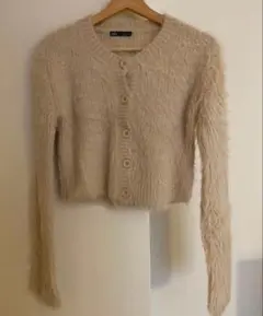 ZARA ベージュ フェイクファー カーディガン