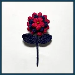 小さなお花のブローチ＊レッド&ネイビー