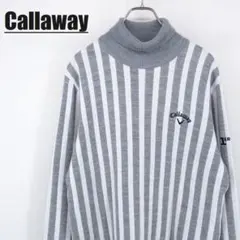 キャロウェイゴルフ タートルネック ニットセーター ストライプ柄 3L