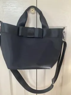 リボン　ハンドバッグ　2wayショルダーバッグ　ブラック