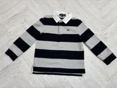 グレー・ネイビー ストライプ ポロシャツ