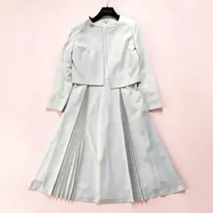 ストロベリーフィールズ　フォーマル　ワンピース　ジャケット　ベージュ　プリーツ