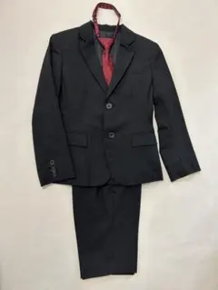 COMME CA ISM ブラックスーツ 上140A/下130Aネクタイ付き