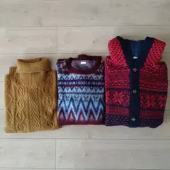 GU メンズ　秋冬　ニット　セーター　XLサイズ　まとめ売り　3点