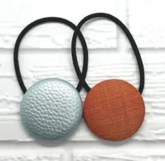 【460】ハンドメイド38mm くるみボタン　ヘアゴム