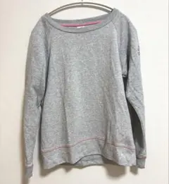 【adidas アディダス 】 ロゴ入り トレーナー グレー×ピンク　Lサイズ