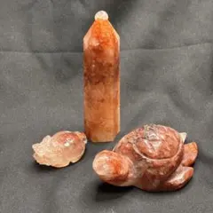 ライモナイトインクォーツ 龍亀 亀 ポイント 天然水晶 3点セット