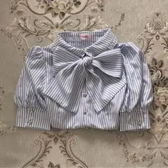 meltie stripe 2way ribbon tie blouse