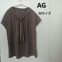 AG カーキ色 Vネック 半袖カットソー　ブラウス Mサイズのサムネイル