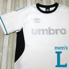 【中古】umbro 半袖 Tシャツ メッシュ L 白×黒 ロゴはシルバーのサムネイル