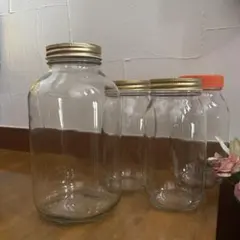 ガラス瓶保存容器　国産はちみつ空瓶　特大1本他4本セット　美品のサムネイル