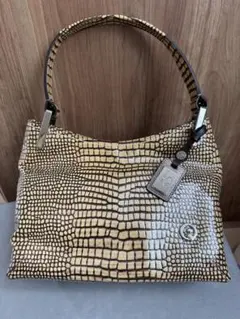 美品✨ペレボルサ 2wayバッグ ショルダー クロコ型押エナメル ラメ 