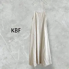 KBF リネン混フレアキャミワンピース　アイボリー　ロングワンピース　フリー