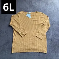 【6L】 長袖Vネック 薄手ニット