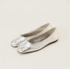 LE TALON GRISE シルバー バレエシューズ Le Talon GRISE パンプス GRISE5.5cmレザーギャザーバレリーナ
