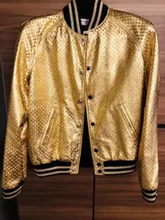 値下げ済★限定★希少★新品★サンローラン★ゴールドレザー★スタジャン★ブルゾンのサムネイル