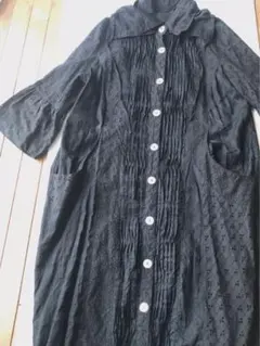 日焼け　総レース　黒ロングカーディガン