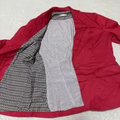 テーラードジャケット 赤 裏地総柄 ストライプ サイズ8