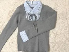 INGNI シャツドッキングフロントリボンニット　グレー系8. 新品タグ付き