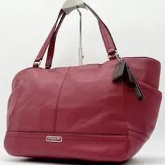 COACH トートバッグ ショルダーバッグ レザー A4 レッド チャーム付き