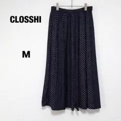 CLOSSHI しまむら ドット柄 プリーツスカート ロングスカート M 黒