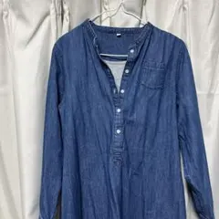 無印良品　マタニティ　授乳服　デニムブルー シャツワンピース M-L