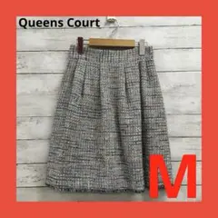 美品 QueensCourt フレアスカート レディース M ツイード ブルー系