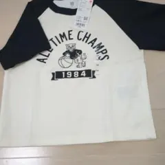 UNIQLO キッズ Tシャツ 110 アイボリー/ブラック