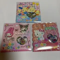 ３点　サンリオ　おはじきシールフレーク　キティ　マイメロ　クロミ　ウサハナ