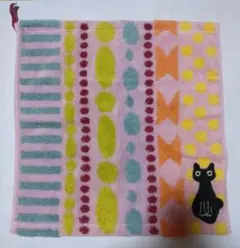 AtsuKo Matano タオルハンカチ　黒猫　35✕35cm