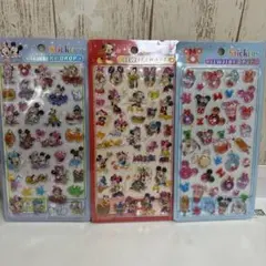 【3枚セット】ミッキー、ミニー硬い立体シール