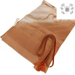 露1 帯締めセット 帯揚げ 高麗 花輪 花 グラデーション 茶 白 ラ