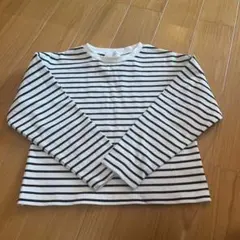 長袖カットソー 白黒ストライプ　120