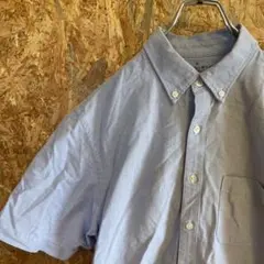 AE8872 無印良品 ボタンダウン半袖シャツ ライトブルー メンズ M ポス