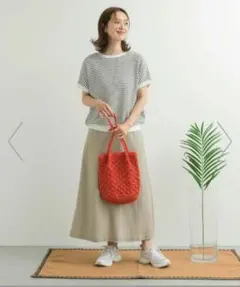 アーバンリサーチドアーズ レーヨン麻混フレアスカート